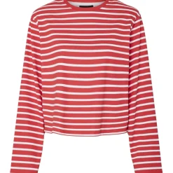 PIECES dame bluse PCFIONA - High Risk Red Bright White Sale