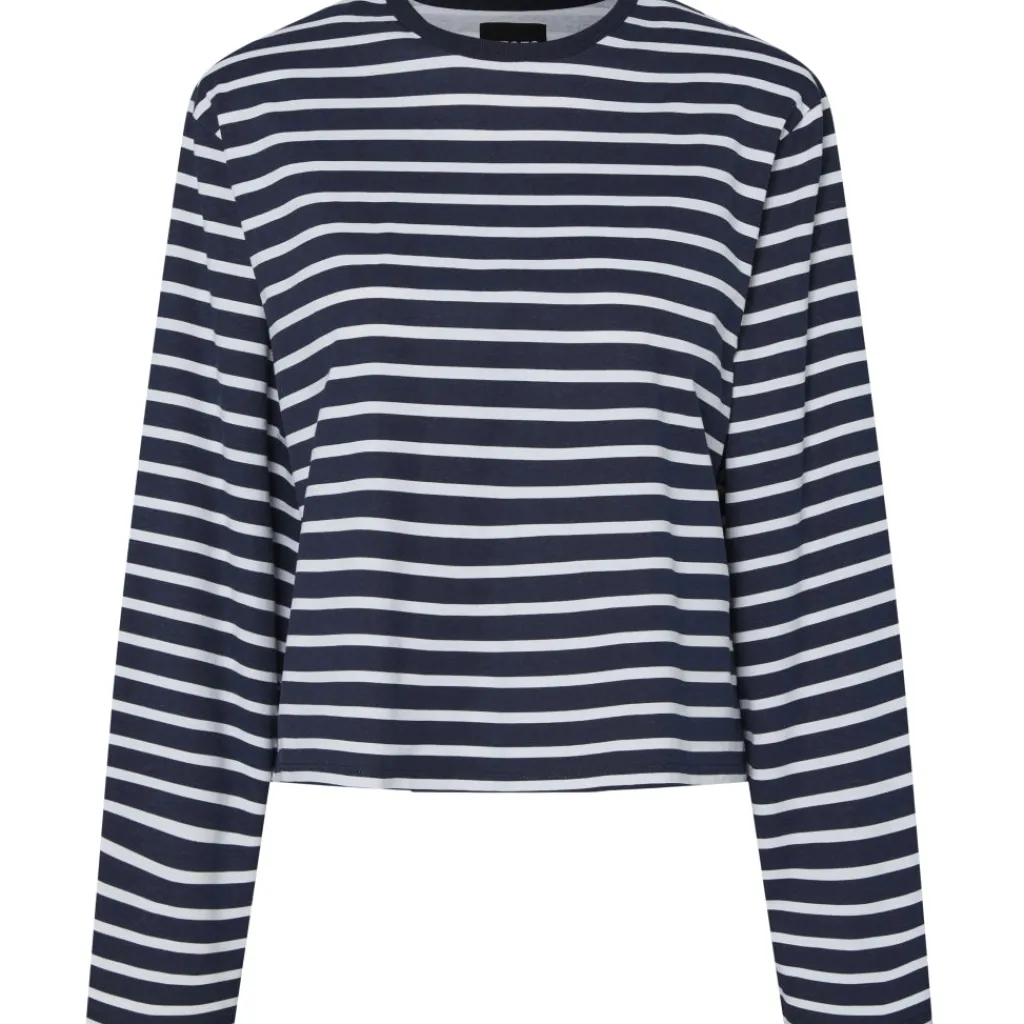 PIECES dame bluse PCFIONA - Maritime Blue Bright White