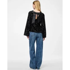 PIECES dame bluse PCKAM - Black Black sequins Best