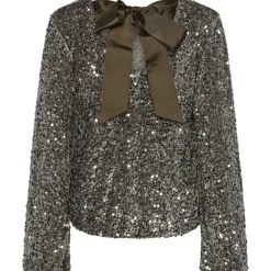 PIECES dame bluse PCKAM - Morel Silver sequins Hot