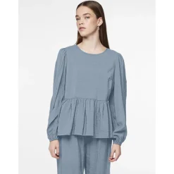 PIECES dame bluse PCNIKO - Faded denim Hot