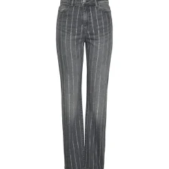 PIECES dame bukser PCSIFFI - Grey Denim RHINESTONE Clearance