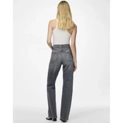 PIECES dame bukser PCSIFFI - Grey Denim RHINESTONE Clearance