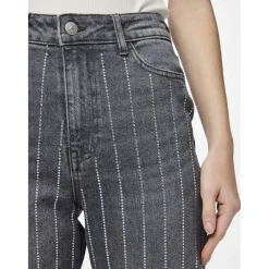 PIECES dame bukser PCSIFFI - Grey Denim RHINESTONE Clearance