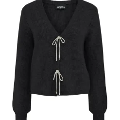 PIECES dame cardigan PCANNA - Black Silver Glitter Bow Hot