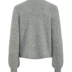 PIECES dame cardigan PCANNA - Medium Grey Melange Silver Glitter Bow Clearance