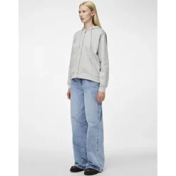 PIECES dame hoodie PCCHILLI - Light Grey Melange Outlet