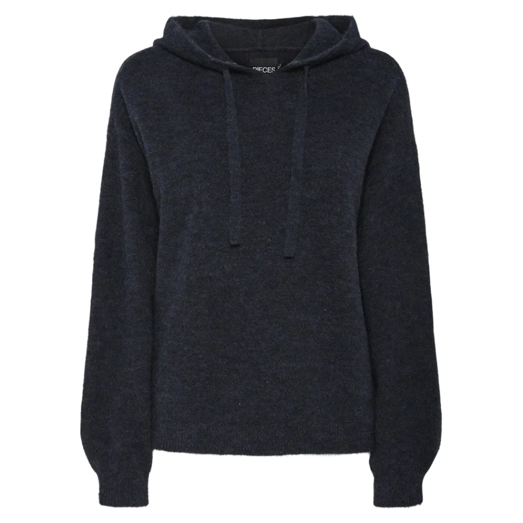 PIECES dame hoodie PCPIKO - Maritime Blue Melange Outlet
