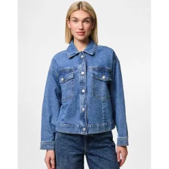 PIECES dame jakke PCELMA - Medium blue denim
