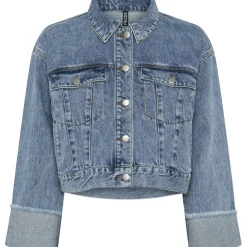 PIECES dame jakke PCSALLY - Medium blue denim Discount