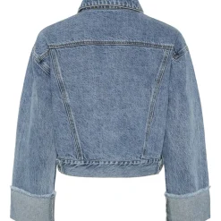 PIECES dame jakke PCSALLY - Medium blue denim Discount
