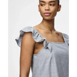 PIECES dame kjole PCAPIA - Nautical Blue Stripes Bright white Hot