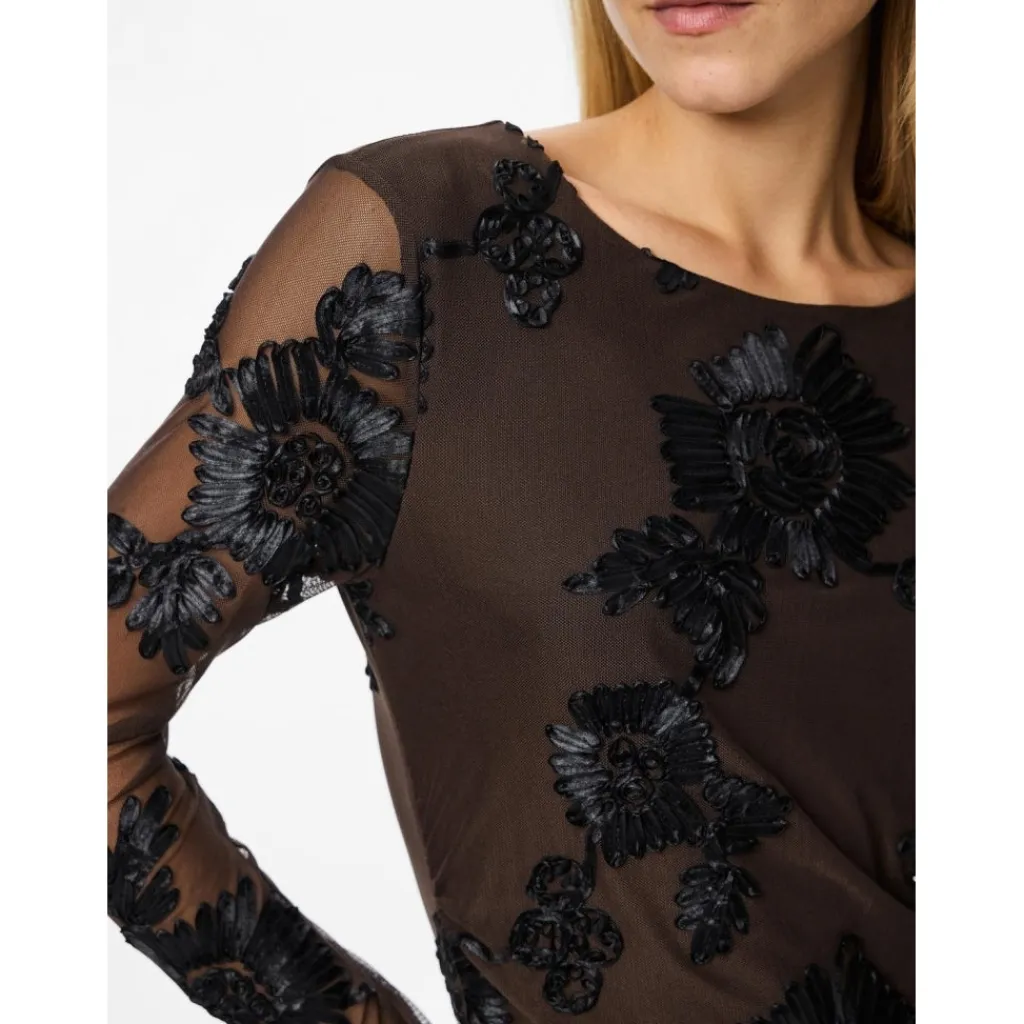 PIECES Dame Kjole PCOffia - Delicioso Black Satin Band Outlet