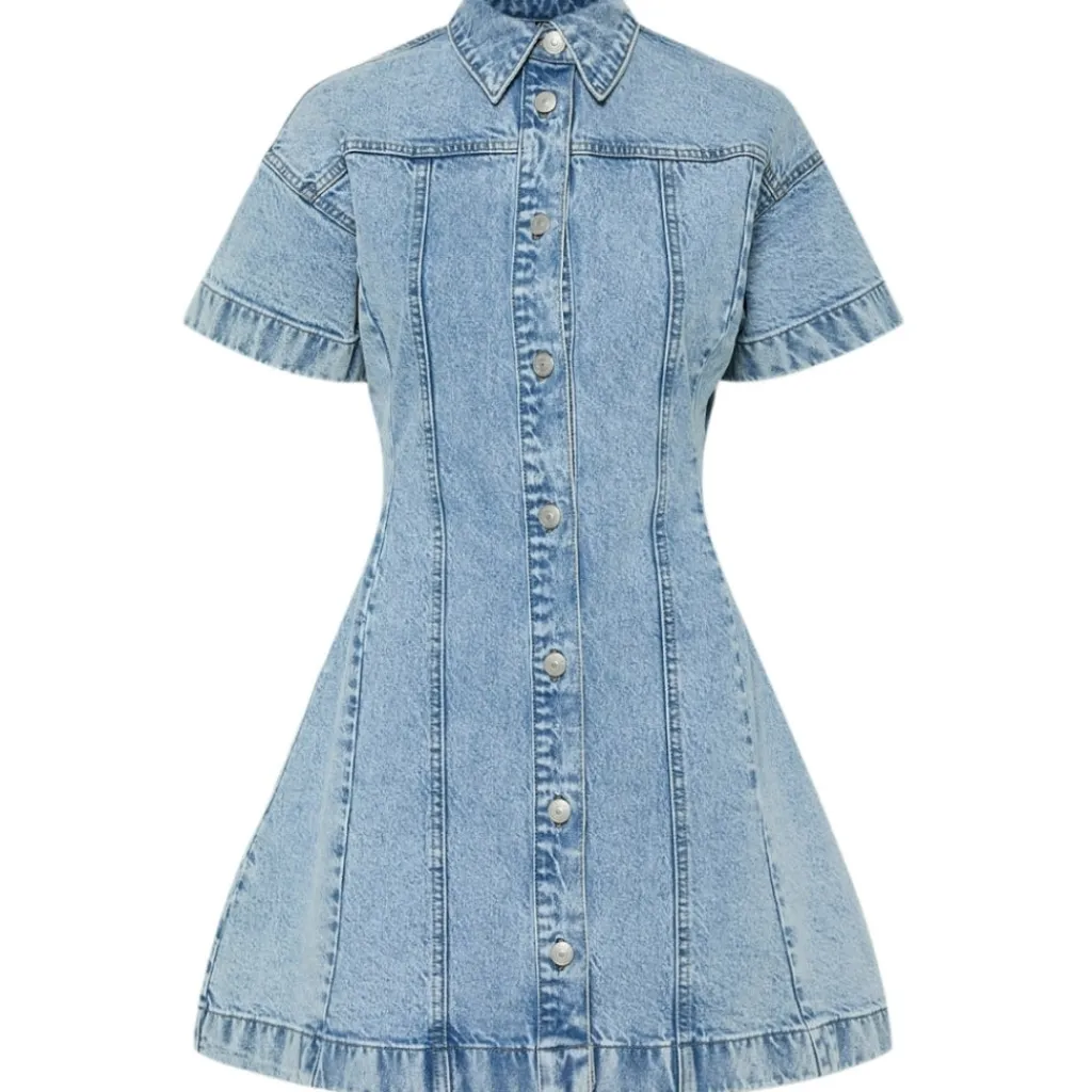 PIECES dame kjole PCSILKE - Light Blue Denim Best