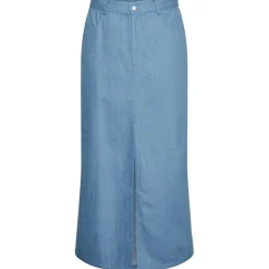 PIECES dame nederdel PCASTA - Light Blue Denim Outlet