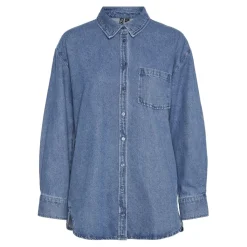 PIECES dame skjorte PCMAISIE - Medium blue denim Outlet