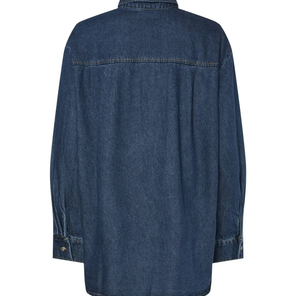 PIECES dame skjorte PCMAISIE - Dark Blue Denim Discount