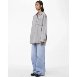 PIECES dame skjorte PCMAISIE - Grey Denim Hot