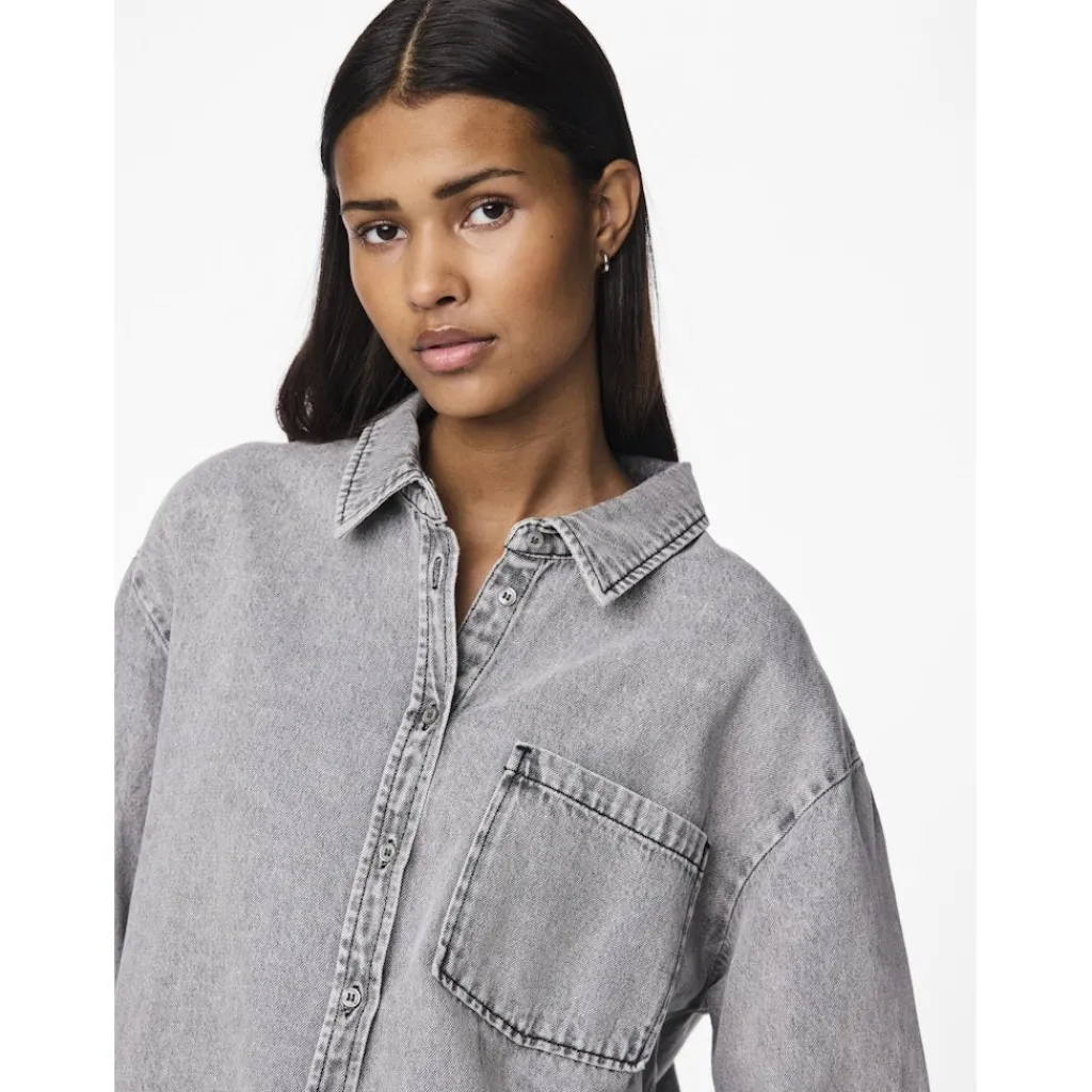 PIECES dame skjorte PCMAISIE - Grey Denim Hot