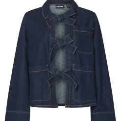 PIECES dame skjorte PCOFELIA - Medium Blue Denim Black satin bow Online
