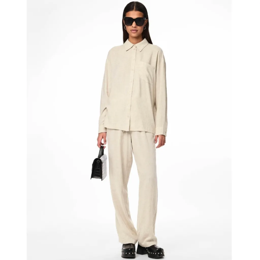 PIECES dame skjorte PCPIA - Birch Detail MELANGE Sale