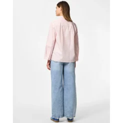 PIECES dame skjorte PCSULLE - Cloud Dancer Stripes Pink Lemonade Hot