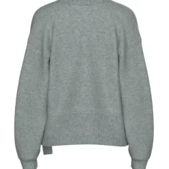 PIECES dame strik cardigan PCMALOU - Medium grey melange Discount