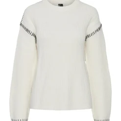 PIECES dame strik PCGAIA - Cloud Dancer Black Stiching Clearance