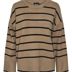 PIECES dame strik PCMATHILDE - Taupe Gray BLACK Clearance