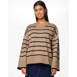 PIECES dame strik PCMATHILDE - Taupe Gray BLACK Clearance