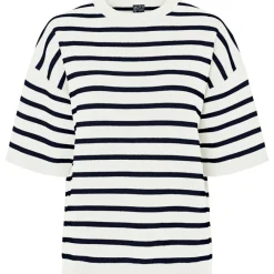 PIECES dame strik PCTIAN - Cloud Dancer Maritime Blue