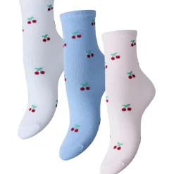 PIECES dame strømper PCFAJA - Bright White 3 PACK BWHI-LBLUE-PINK Online