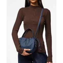 PIECES dame taske PCBALLOON - Dark Blue Denim Silver Hot