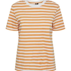 PIECES dame tee PCRIA - Tangerine BRIGHT WHITE Clearance