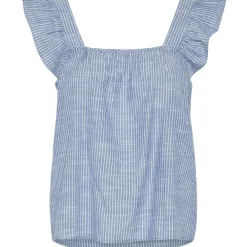 PIECES dame top PCAPIA - Nautical Blue Bright white New