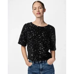 PIECES dame top PCKAM - Black Black sequins Sale