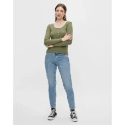 PIECES dame top PCKITTE - Deep Lichen Green