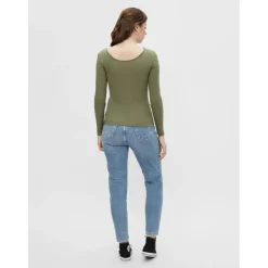 PIECES dame top PCKITTE - Deep Lichen Green