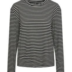 PIECES dame top PCMALULJE - Black Bright White Outlet
