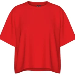 PIECES dame T-shirt PCCHILLI SUMMER - Poppy Red Clearance