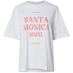 PIECES dame t-shirt PCCLAUDE - Bright White Santa Monica Sale