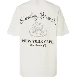 PIECES DAME T-SHIRT PCJELMA - Coconut Milk Delicioso Sunday Brunch Clearance