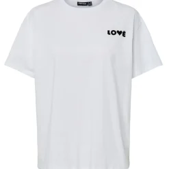 PIECES DAME T-SHIRT PCJINDLE - Bright White Black Love Clearance