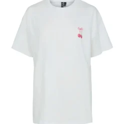 PIECES DAME T-SHIRT PCMIKKA - Bright White Cherry Bow Clearance