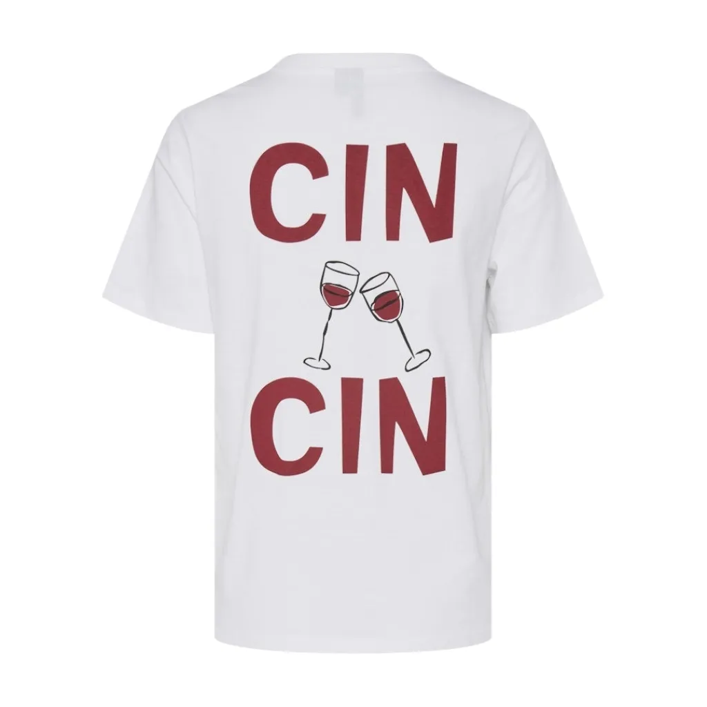 PIECES dame t-shirt PCPUKKA - Bright White CINCIN