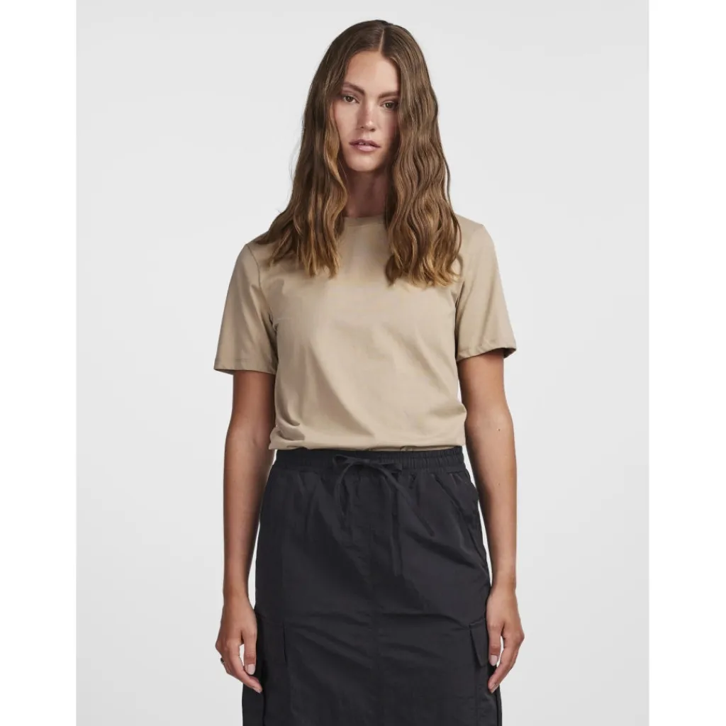 PIECES dame t-shirt PCRIA - Silver Mink Hot