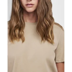 PIECES dame t-shirt PCRIA - Silver Mink Hot