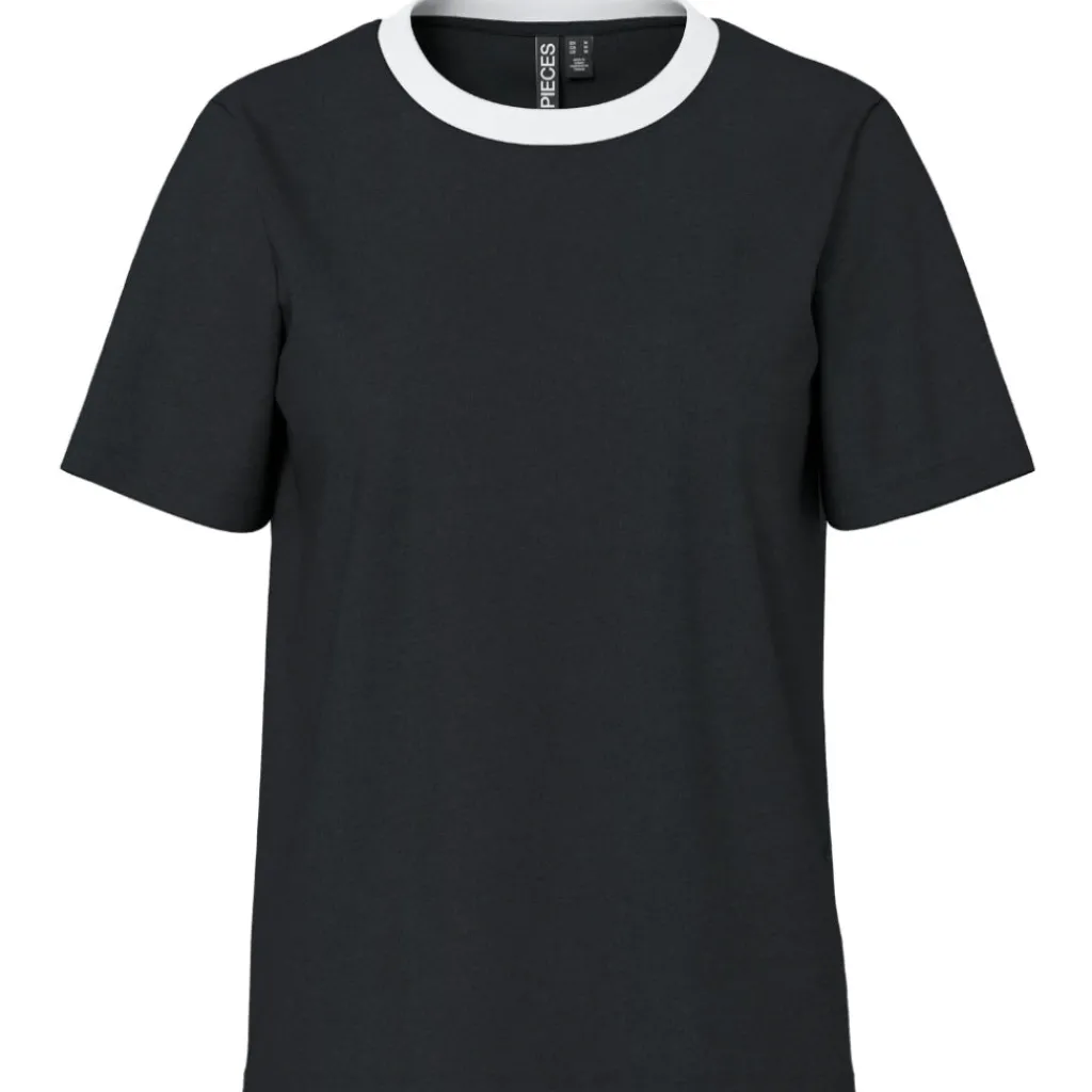 PIECES dame t-shirt PCRIA - Black contrast white