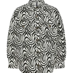 PIECES denim skjorte PCNURSEL - Bright White Black Zebra Online