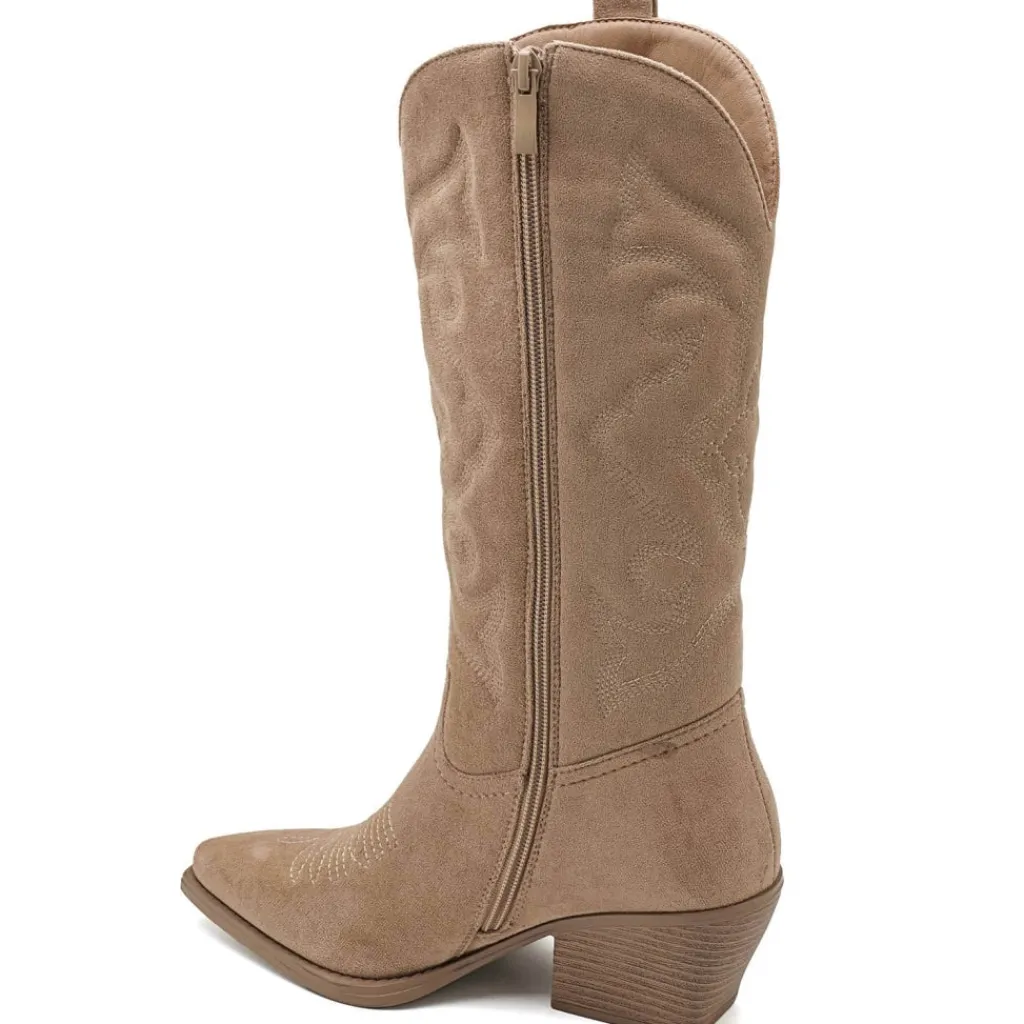 SHOES Talia dame cowboystøvler 5677-1 - Kaki Discount